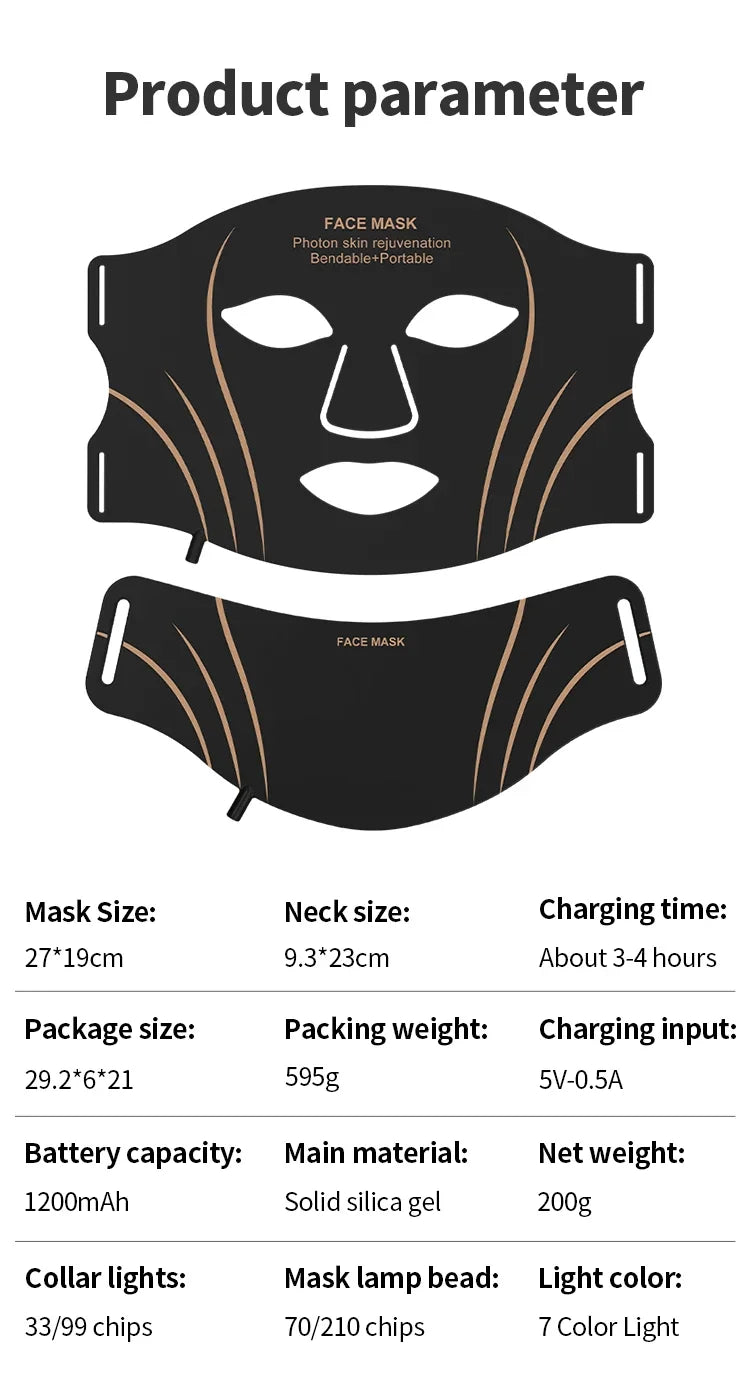 Home Spa Wireless Silicone LED Face Mask for Rejuvenation