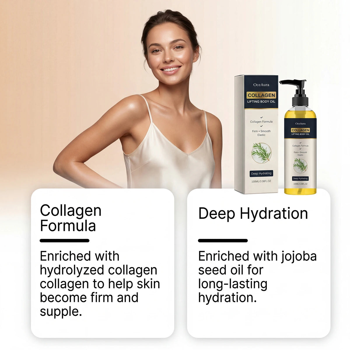 Dry Skin Body Care Collagen Lifting Body Oil for Deep Hydration & Firming