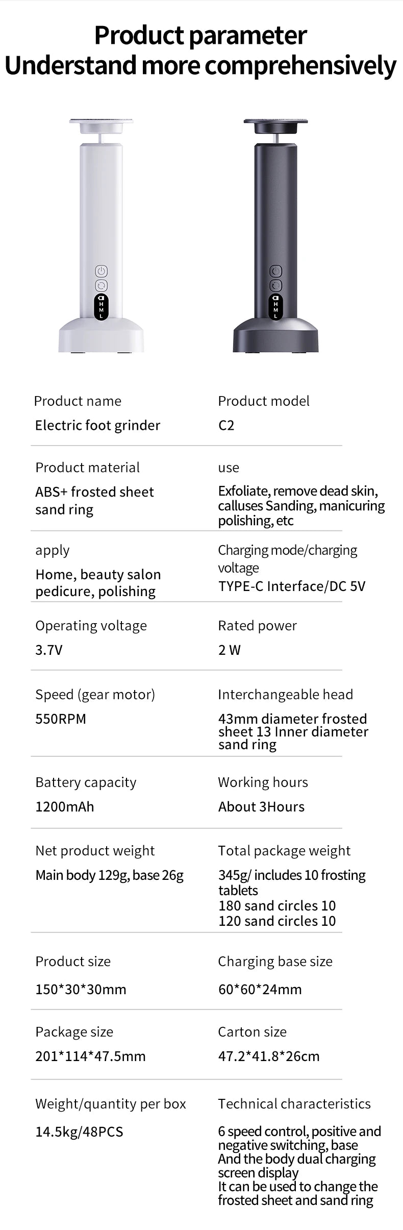 At Home Foot Care Cordless Electric Foot Callus Remover for Soft Heels - 19