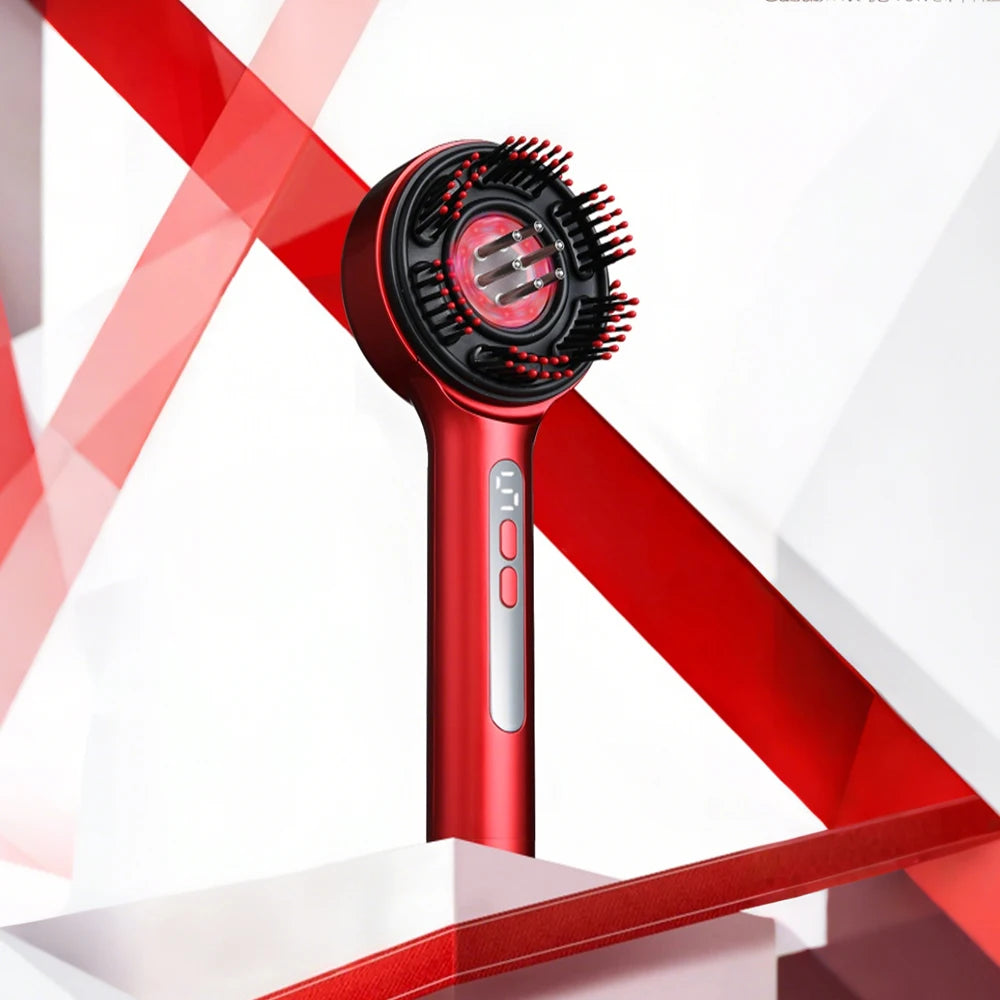 At Home Electric Scalp Massage Comb with Red Light and Oil Applicator - 1