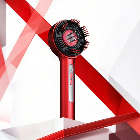 At Home Electric Scalp Massage Comb with Red Light and Oil Applicator