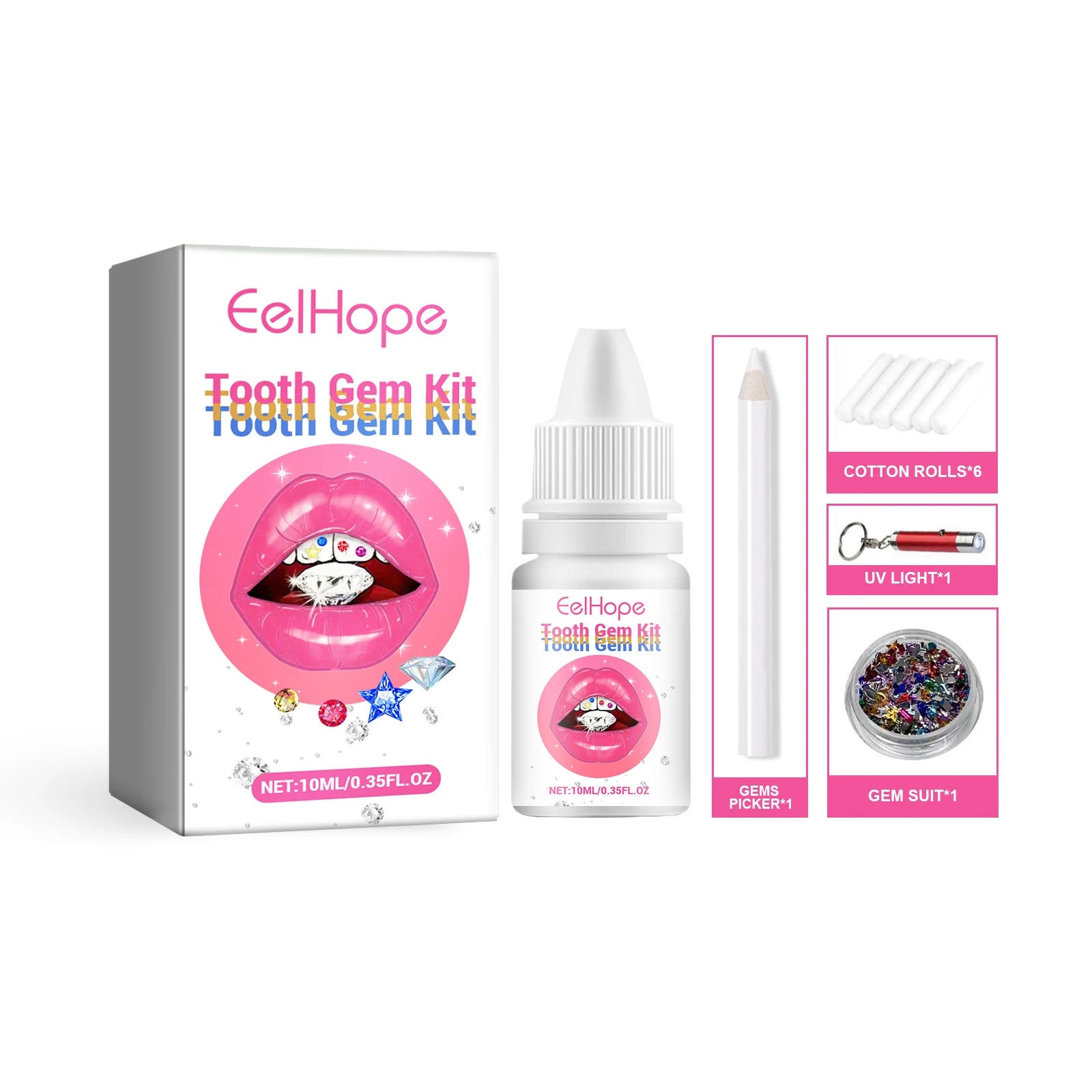 At Home DIY Tooth Gems Kit With Glue And UV Light Sparkle Ornaments - 20