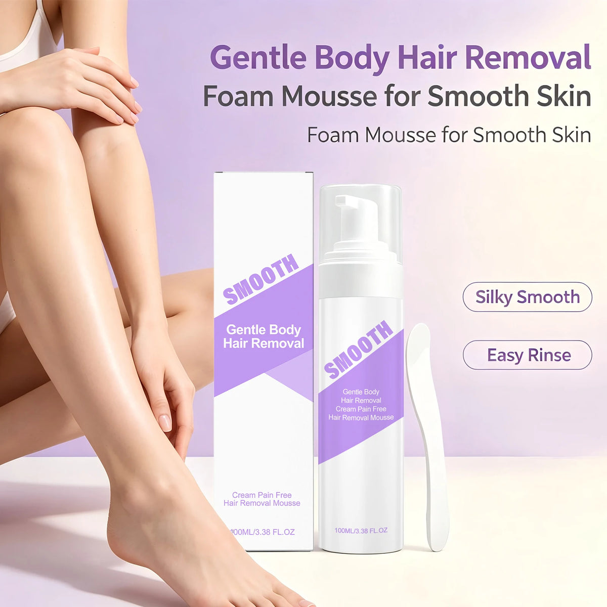 Smooth Skin Hair Removal Mousse for Painless and Easy Body Grooming