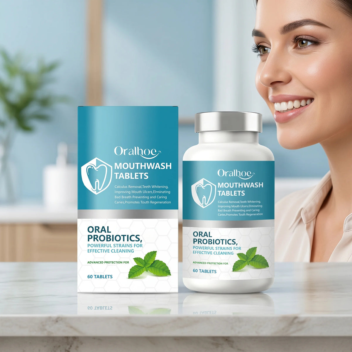 Daily Dental Care Mouthwash Tablets for Fresh Breath and Bright Smile