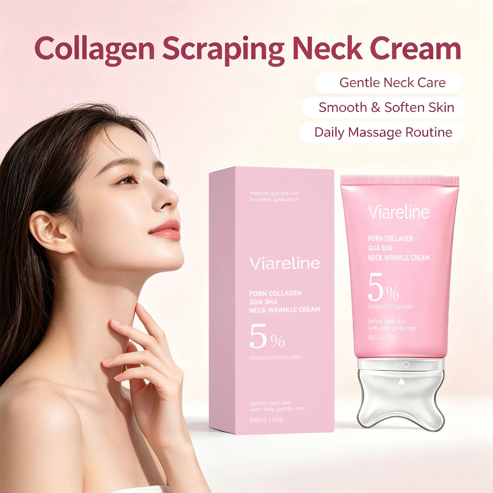 Neck Firming Collagen Neck Cream with Gua Sha Massager for Smooth Skin - 1