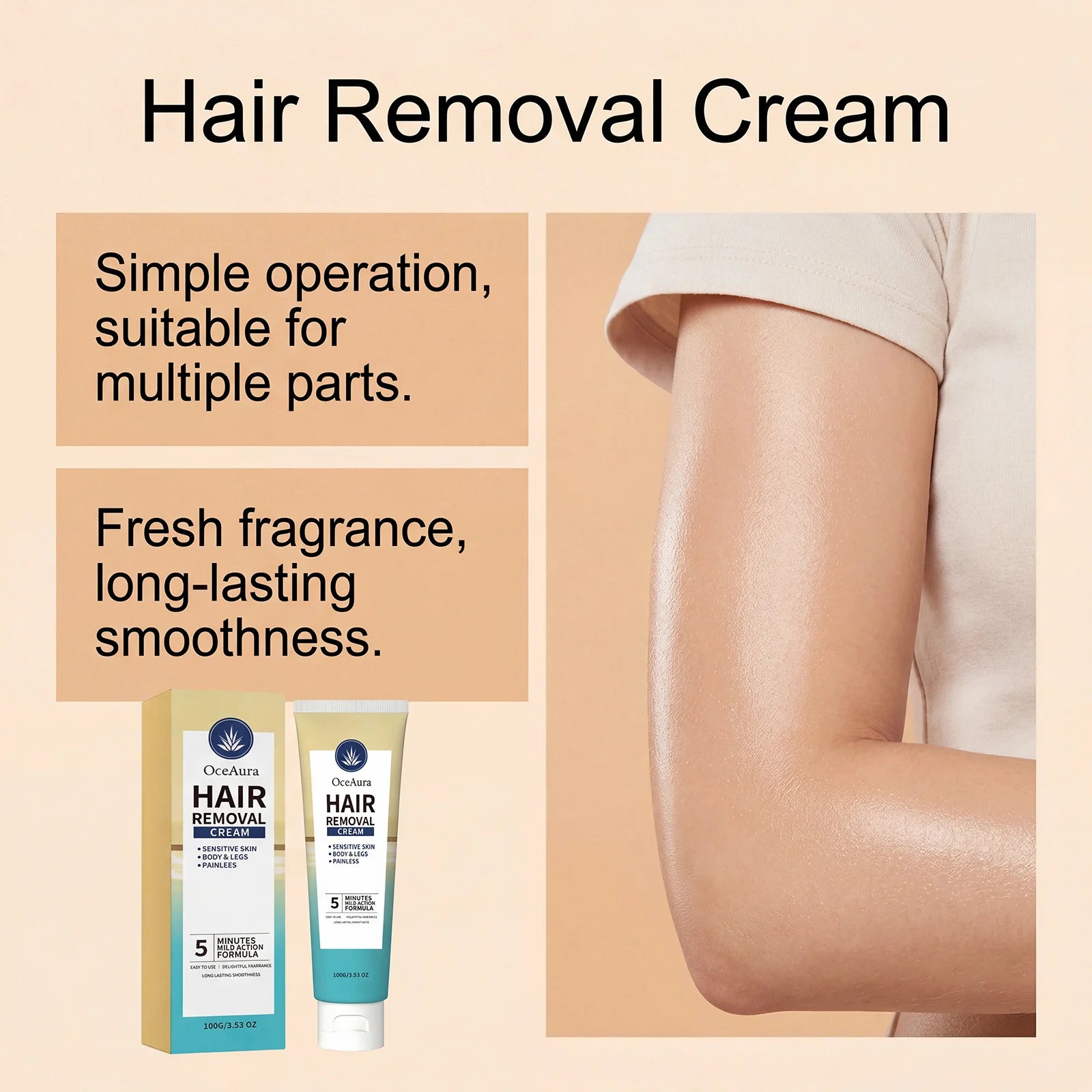 Smooth Skin Hair Removal Cream Painless Formula - 8