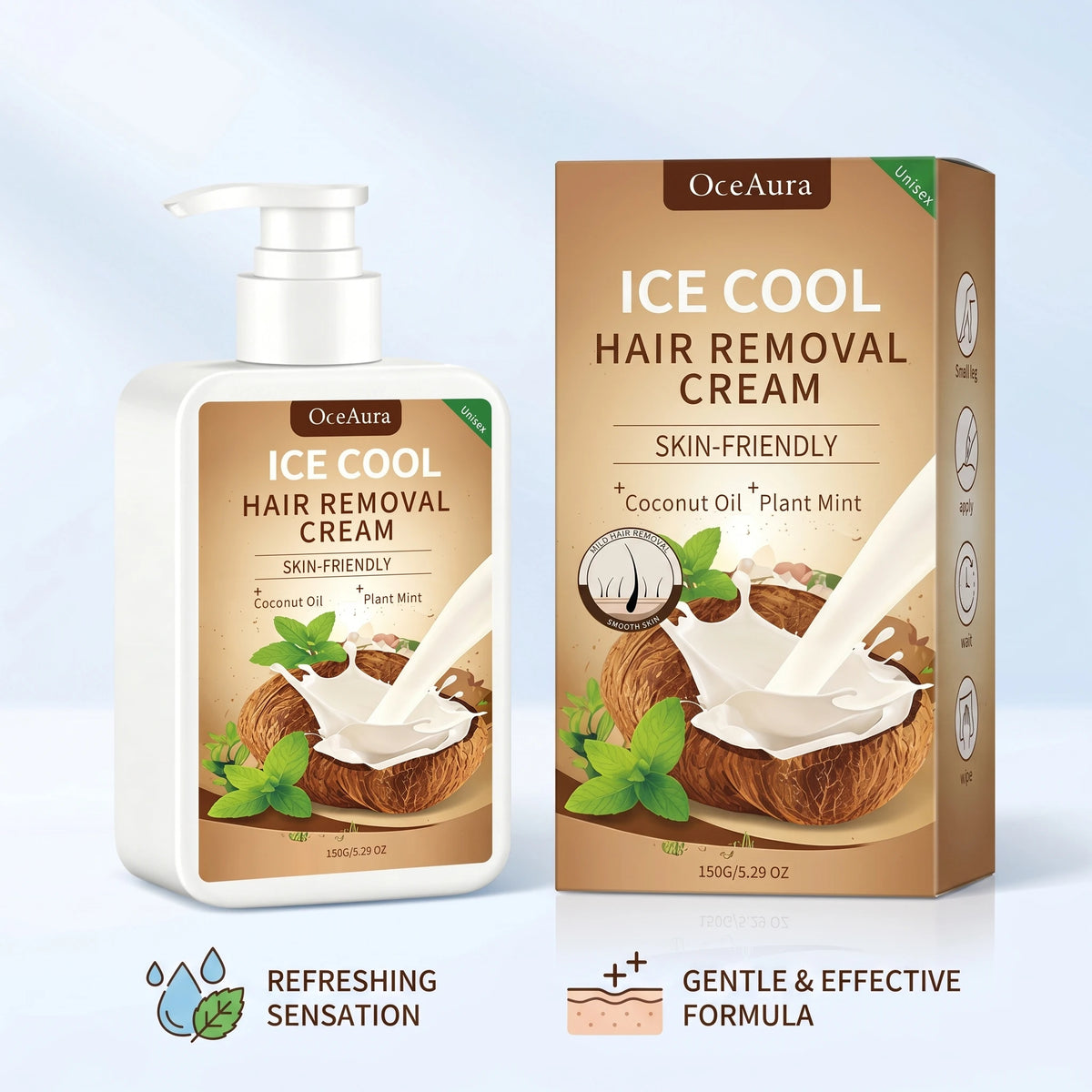 Smooth Skin Ice Cool Hair Removal Cream for Painless Depilation Care
