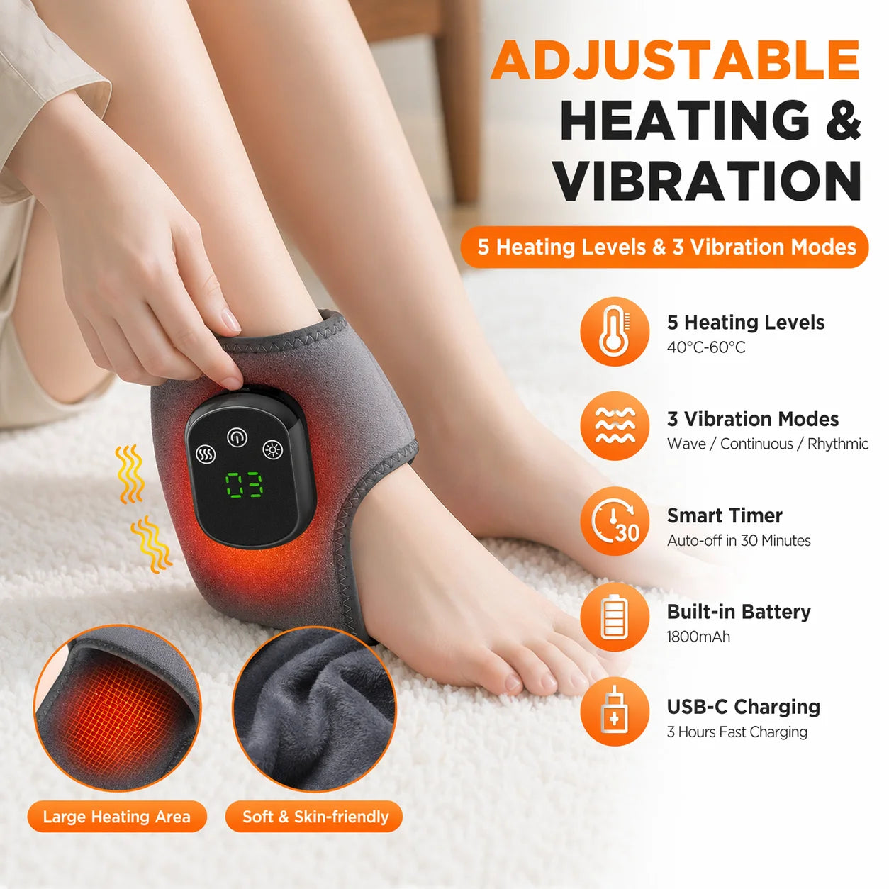 Relaxing at home heated ankle massager with soothing warmth - 7