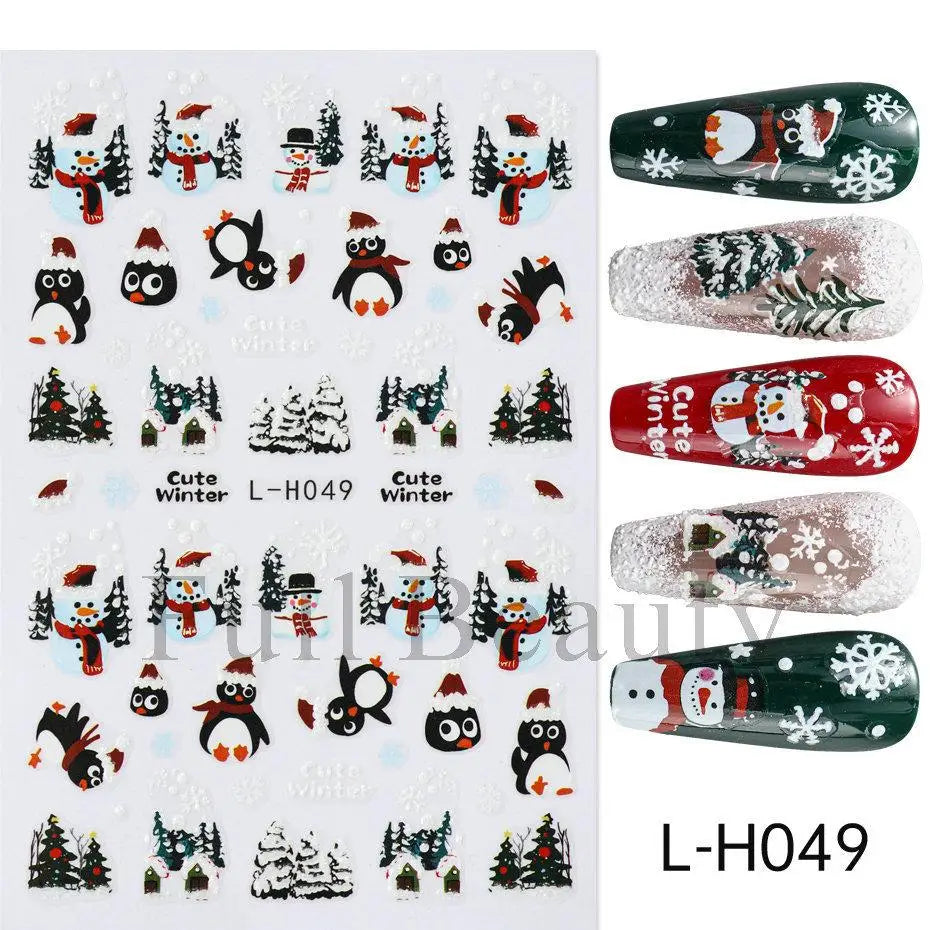 Christmas party nail art decor winter sticker for holiday manicure styling