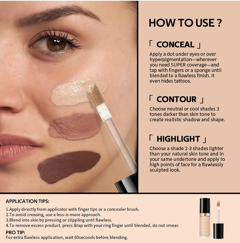 Daily Makeup Routine Waterproof Liquid Concealer for Flawless Coverage - 12