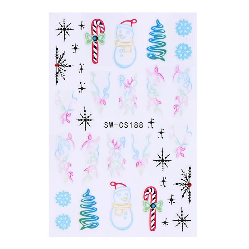 Christmas party nail art decor winter sticker for holiday manicure styling - 21