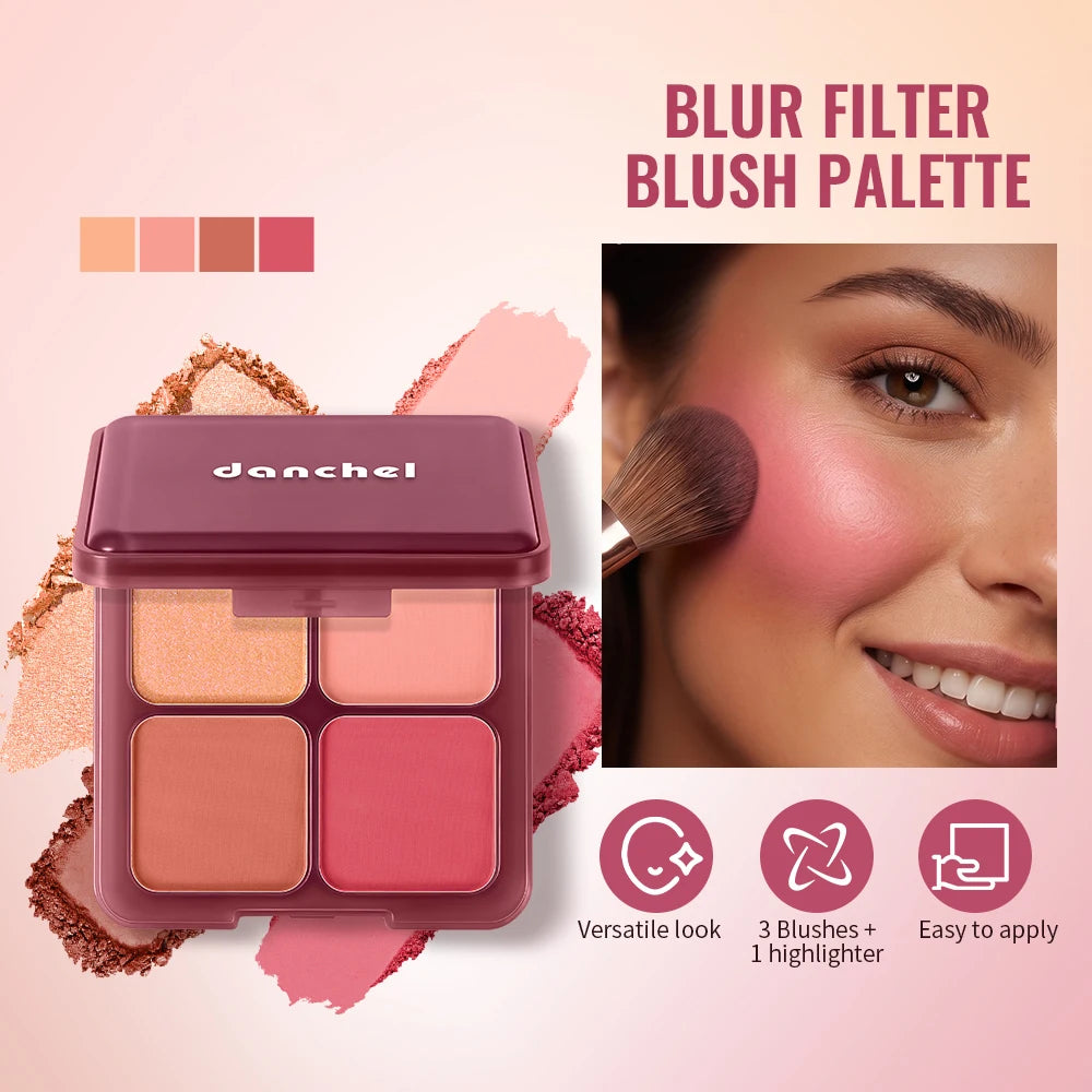 Daily Makeup Blur Filter Blush Palette with Brush for Natural Flush - 3