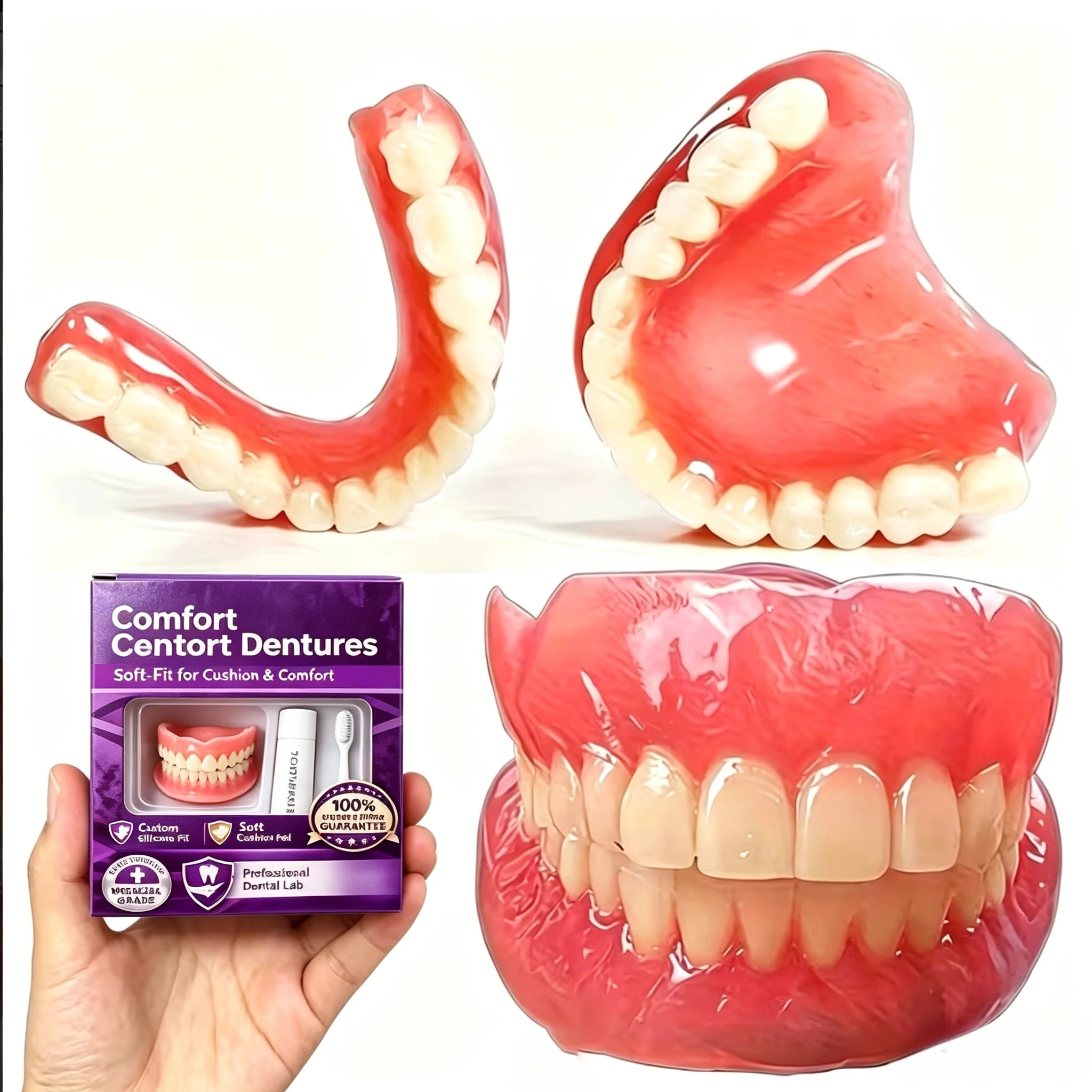 Daily Smile Adult Silicone Dentures Full Set for Instant Comfort - 1