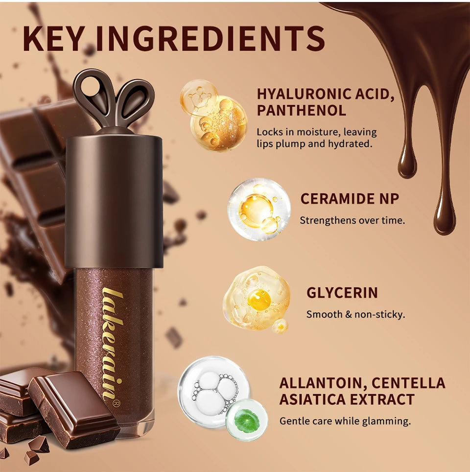 Daily Makeup Lip Gloss Deep Moisturizing Chocolate Glow Lip Care Cosmetics - 14