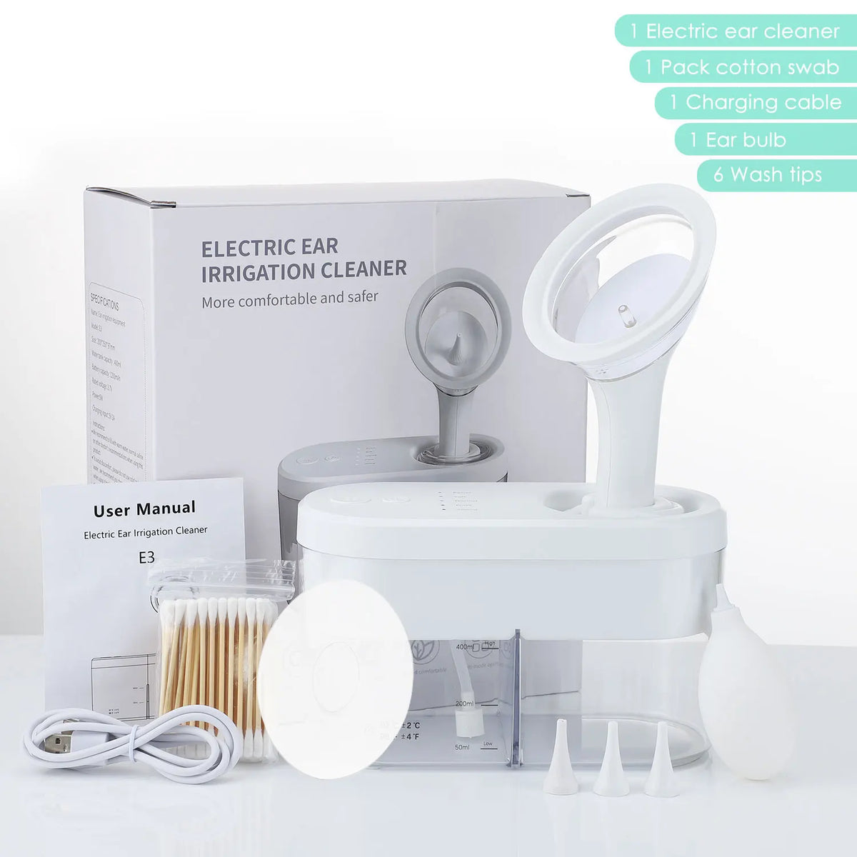 Home Electric Ear Wax Cleaner and Washer Kit for Soft Daily Care