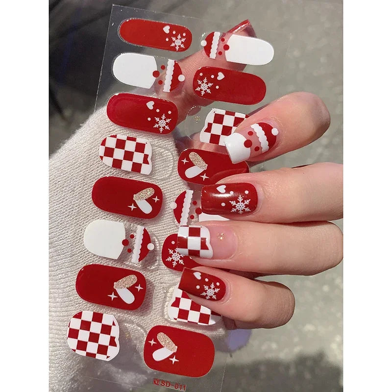 Winter nail art Christmas sticker gel wrap for festive holiday looks