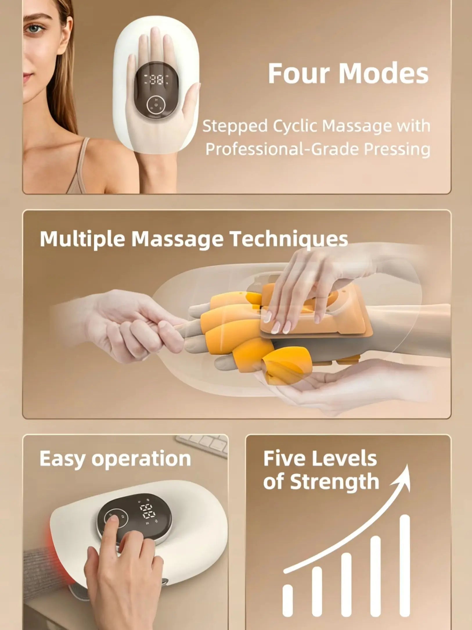 At Home Hand Massager Machine for Deep Palm Kneading and Finger Stretching - 9