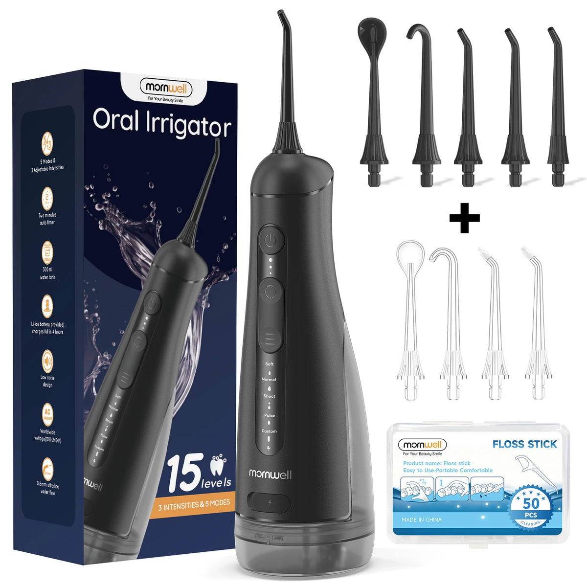 Bathroom Oral Irrigator Portable Water Flosser with Five Jet Nozzles