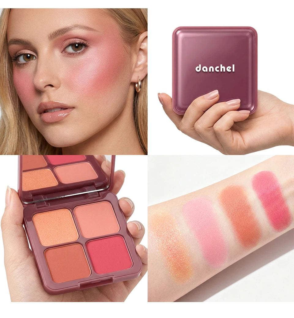 Daily Makeup Blur Filter Blush Palette with Brush for Natural Flush