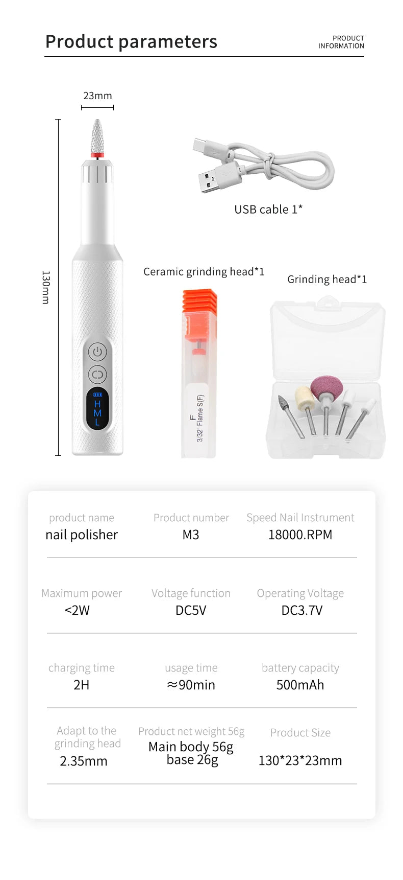 Salon Manicure Electric Nail File Machine for Easy At Home Gel Filing