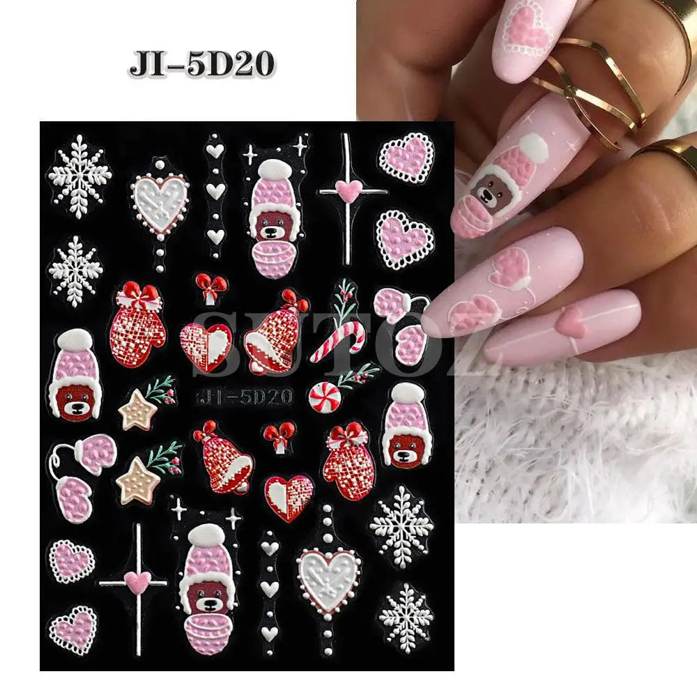 Christmas party nail art decor winter sticker for holiday manicure styling