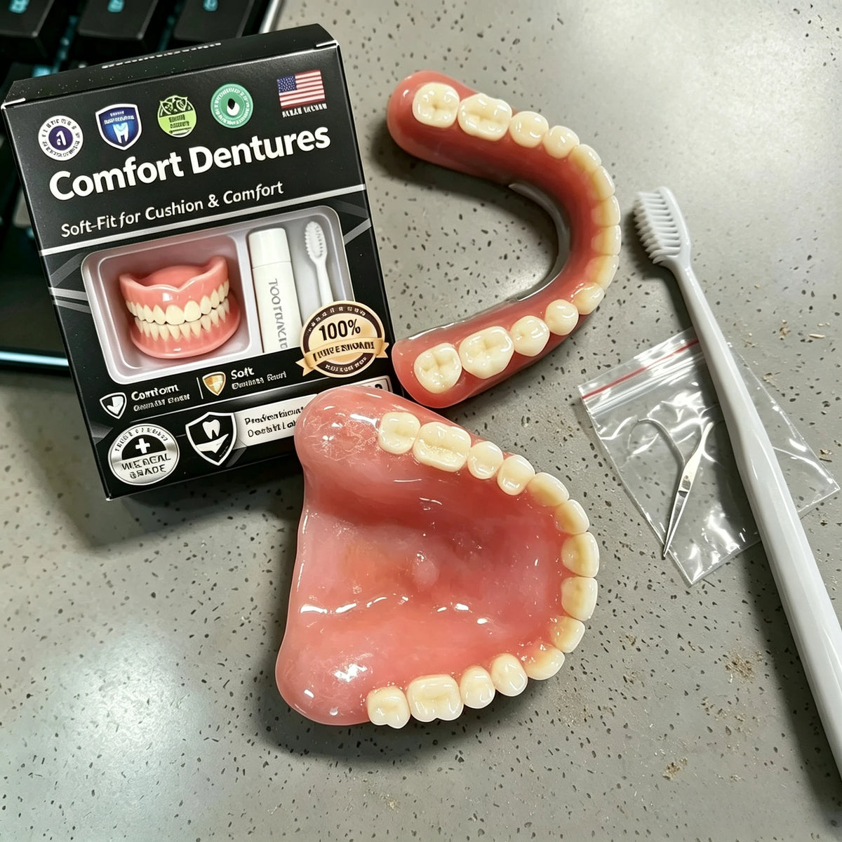 Daily Smile Moldable Silicone Upper Lower False Teeth Kit For Instant Fit
