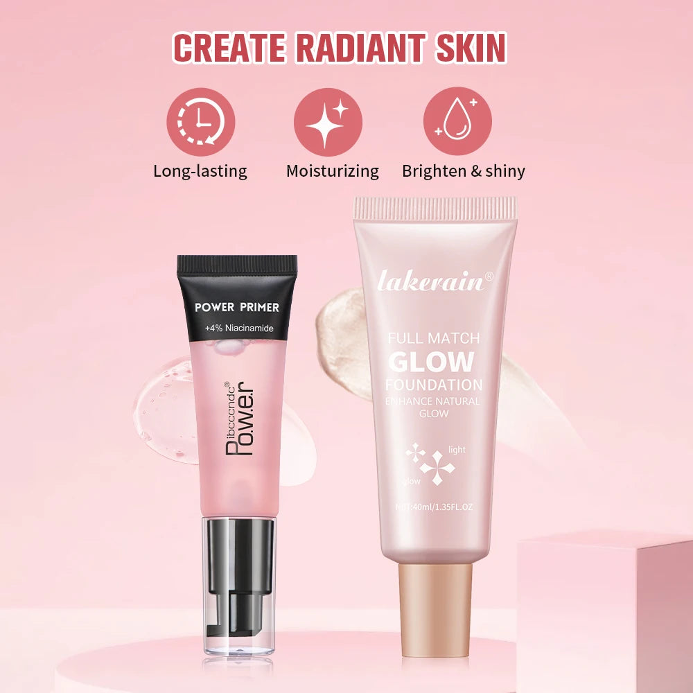 Daily Makeup Routine Primer And Glow Foundation Makeup Kit Combo