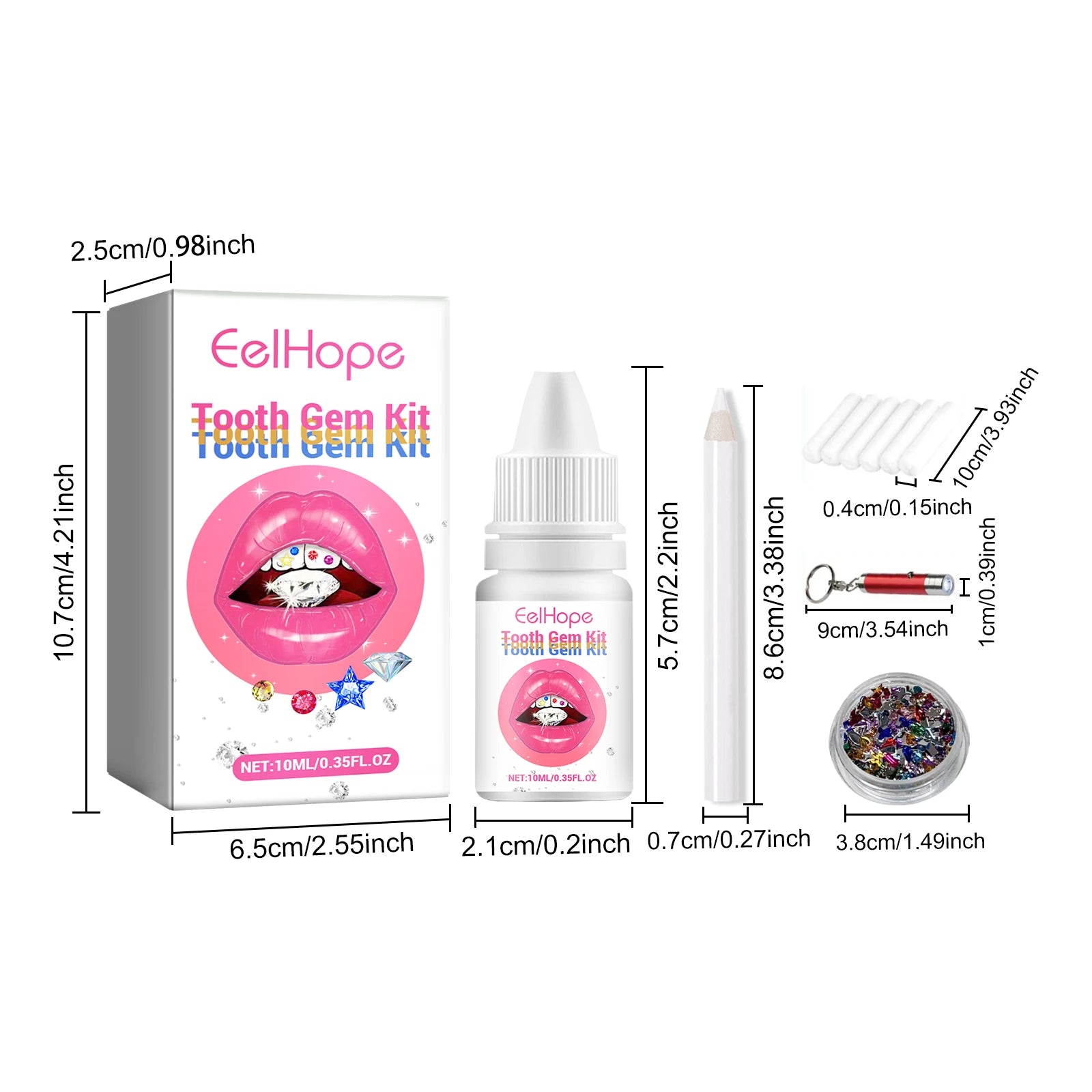 At Home DIY Tooth Gems Kit With Glue And UV Light Sparkle Ornaments - 8