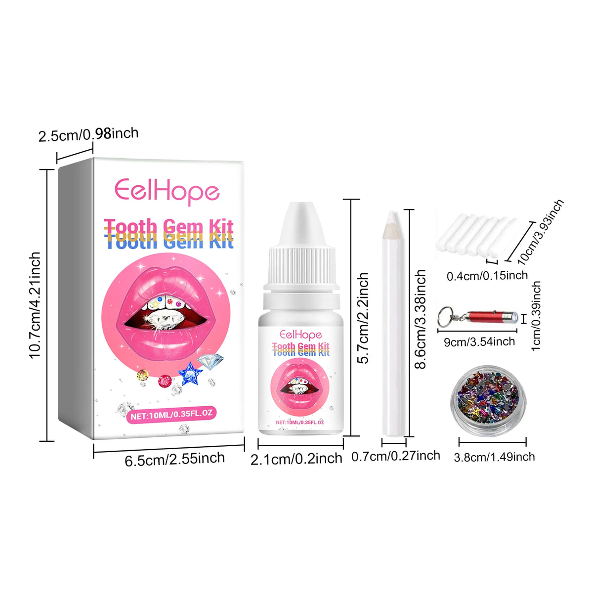 At Home DIY Tooth Gems Kit With Glue And UV Light Sparkle Ornaments