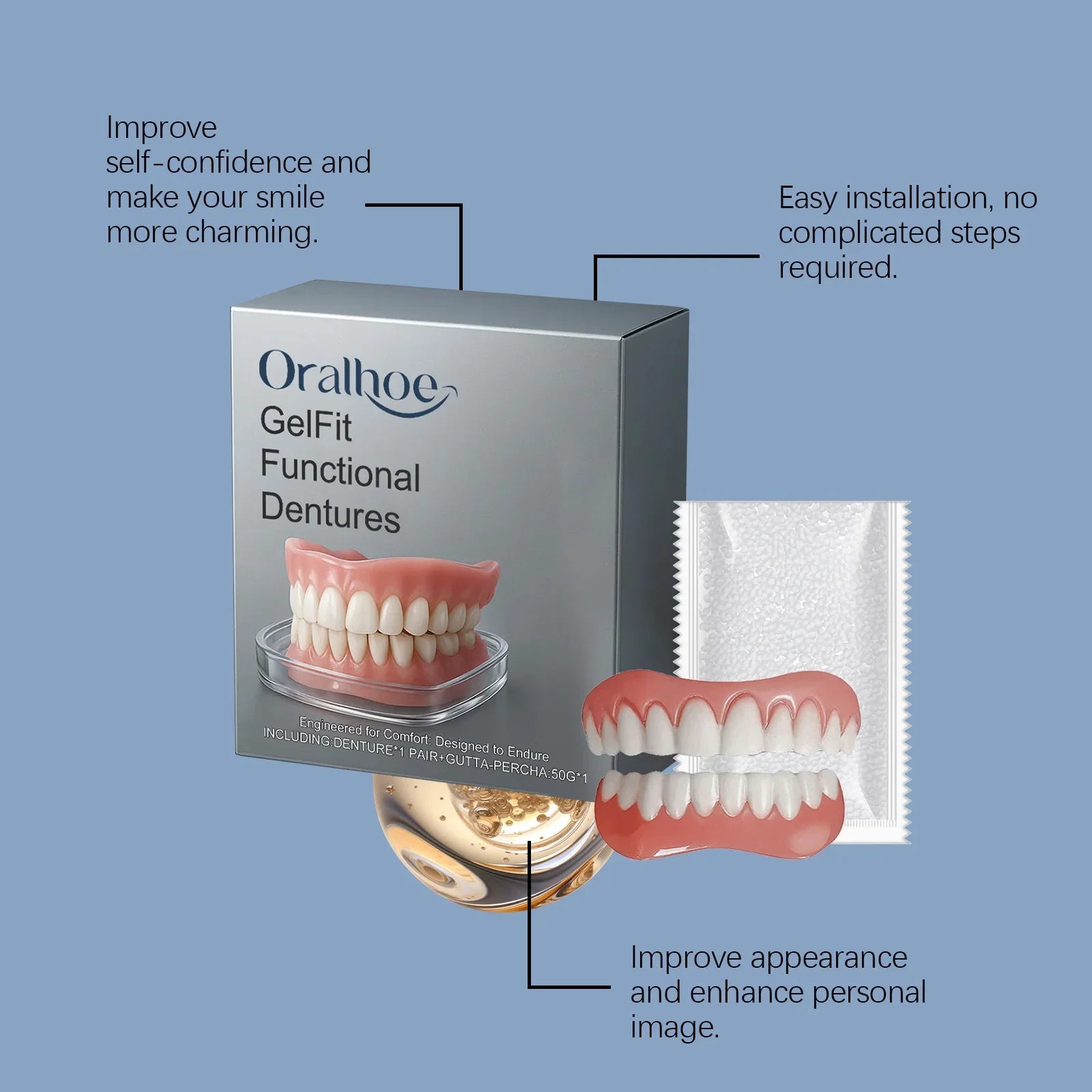 Bright Smile Temporary Denture Kit For Missing Teeth And Gaps - 17