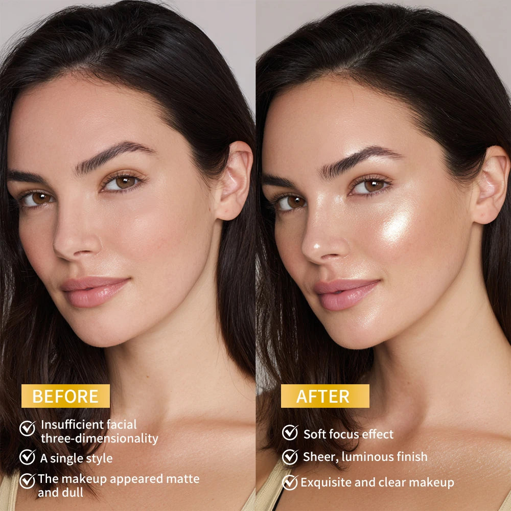 Daily makeup face highlighter powder for a natural radiant glow