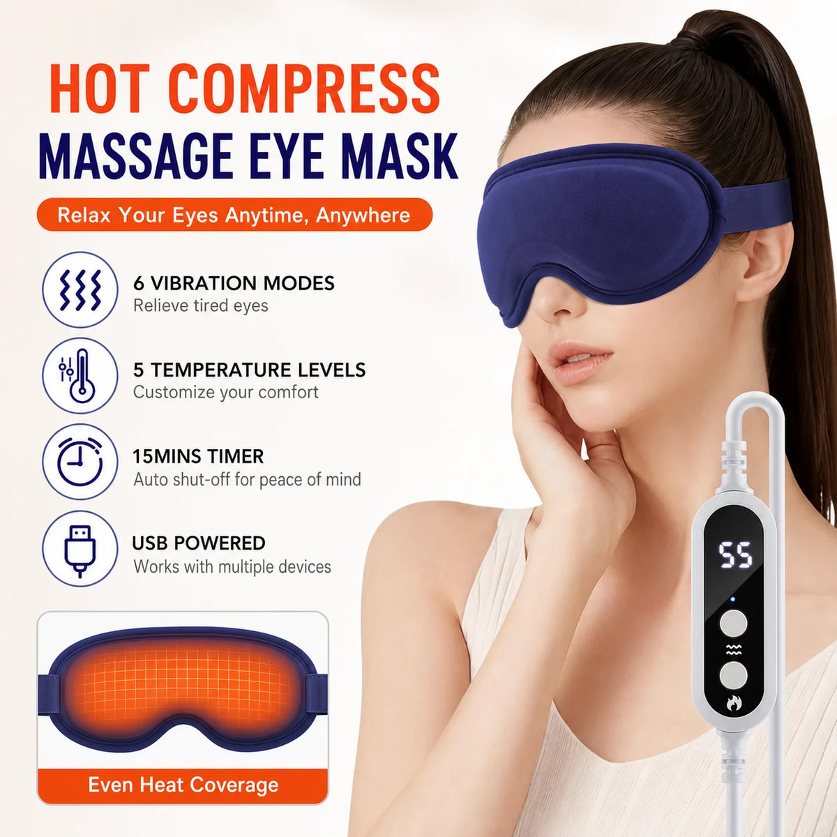 Travel Office Relaxation Heated Sleep Mask for Soothing Eye Care