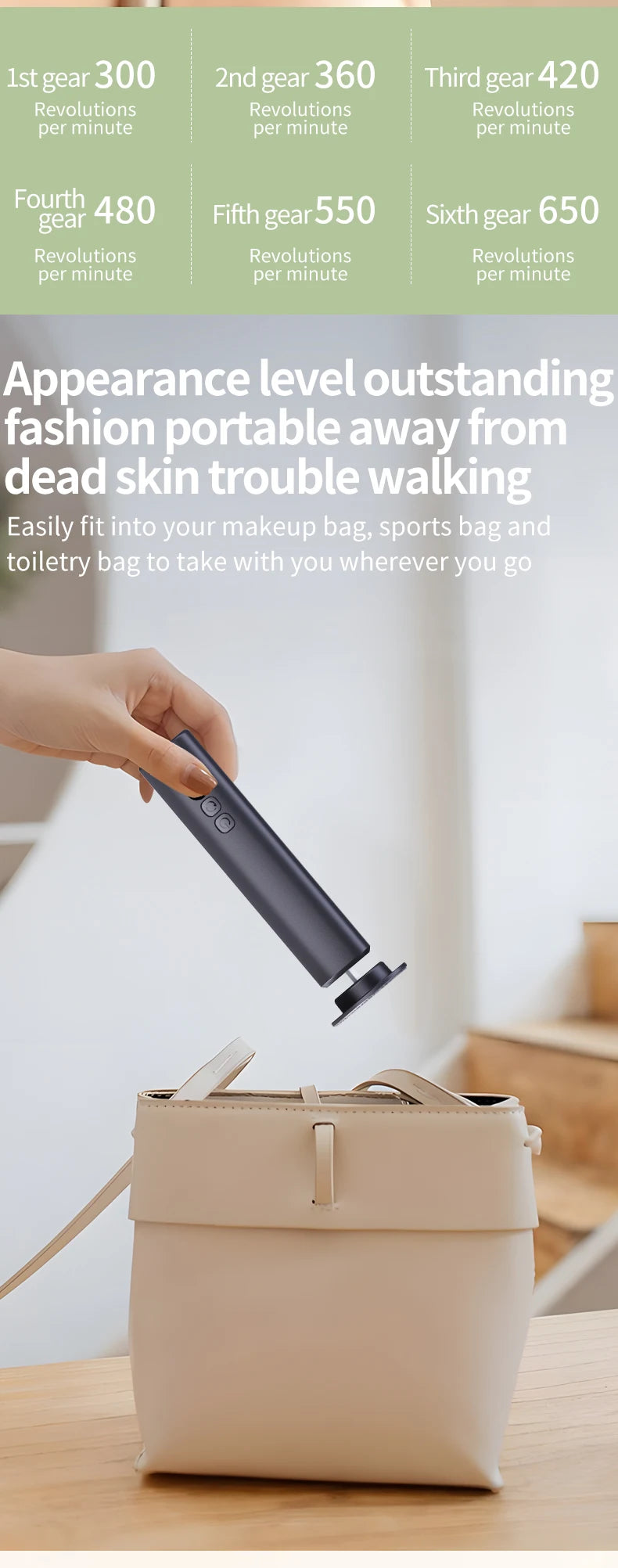 At Home Foot Care Cordless Electric Foot Callus Remover for Soft Heels