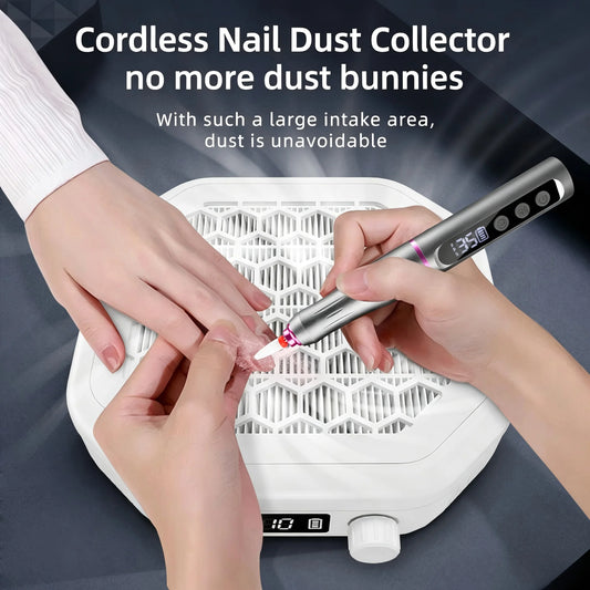 Manicure Table Cordless Nail Dust Collector For Clean Polishing Sessions