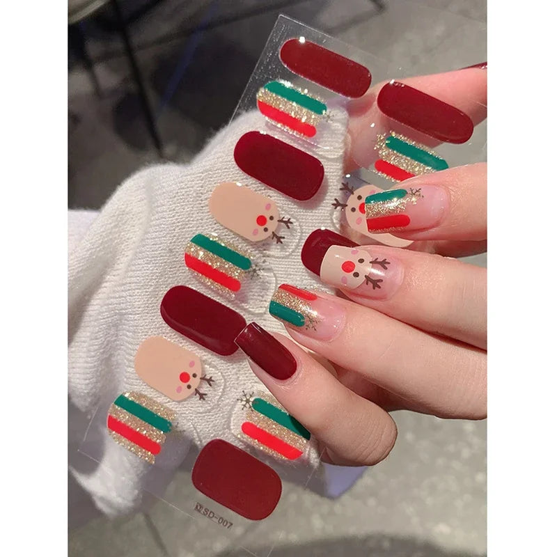 Winter nail art Christmas sticker gel wrap for festive holiday looks - 20