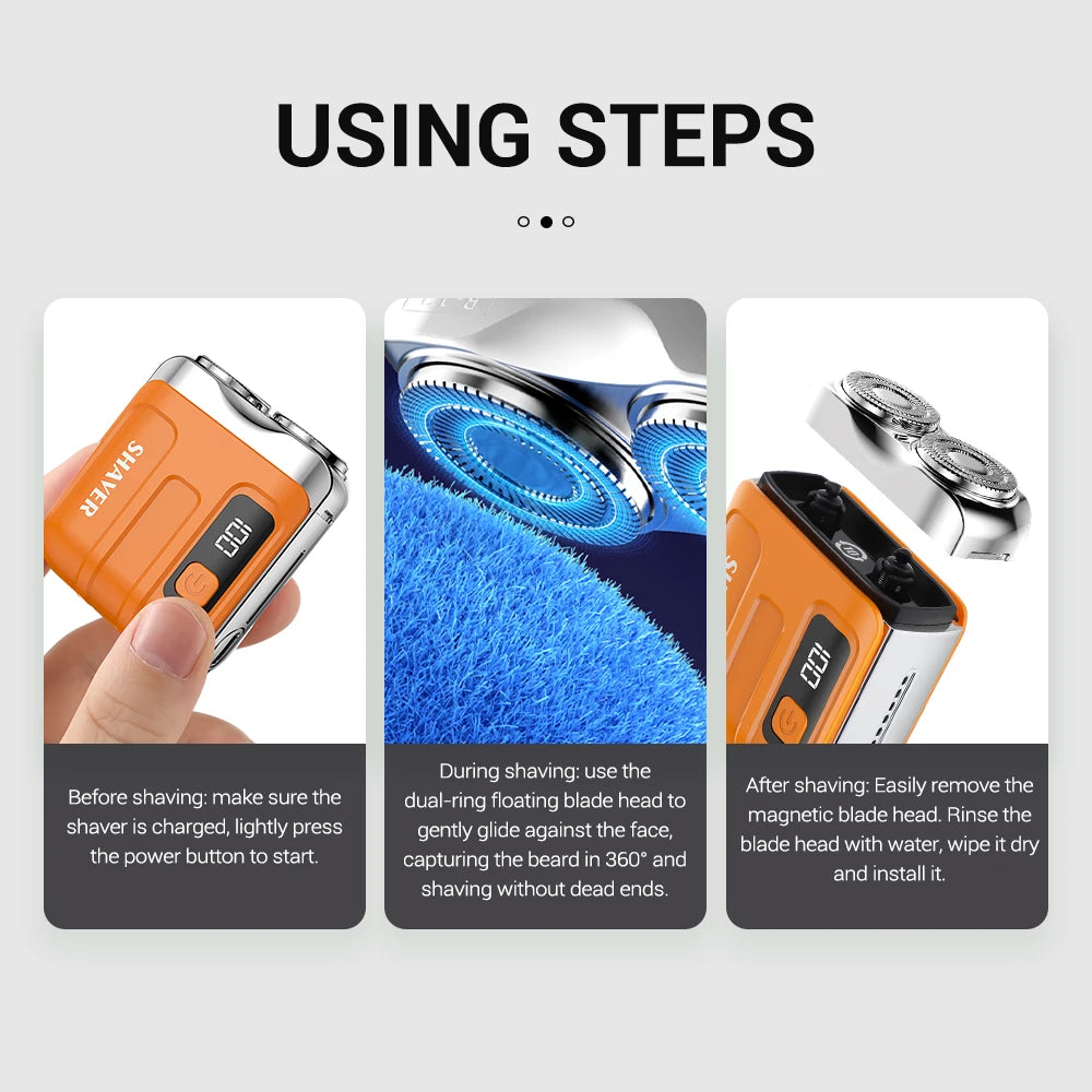 Travel Electric Smart Shaver with Dual Blade and Digital Display
