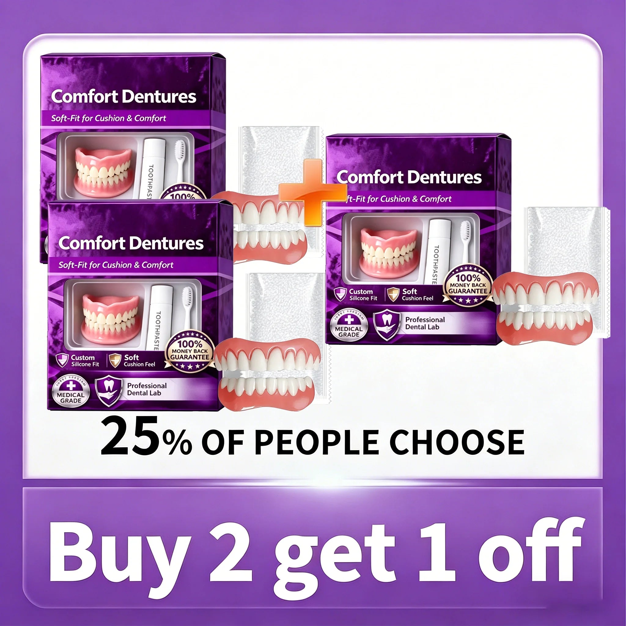 Daily Smile False Teeth Cosmetic Dentures for Natural Looking Comfort - 16