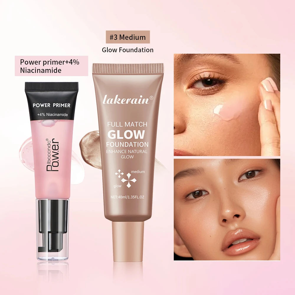 Daily Makeup Routine Primer And Glow Foundation Makeup Kit Combo