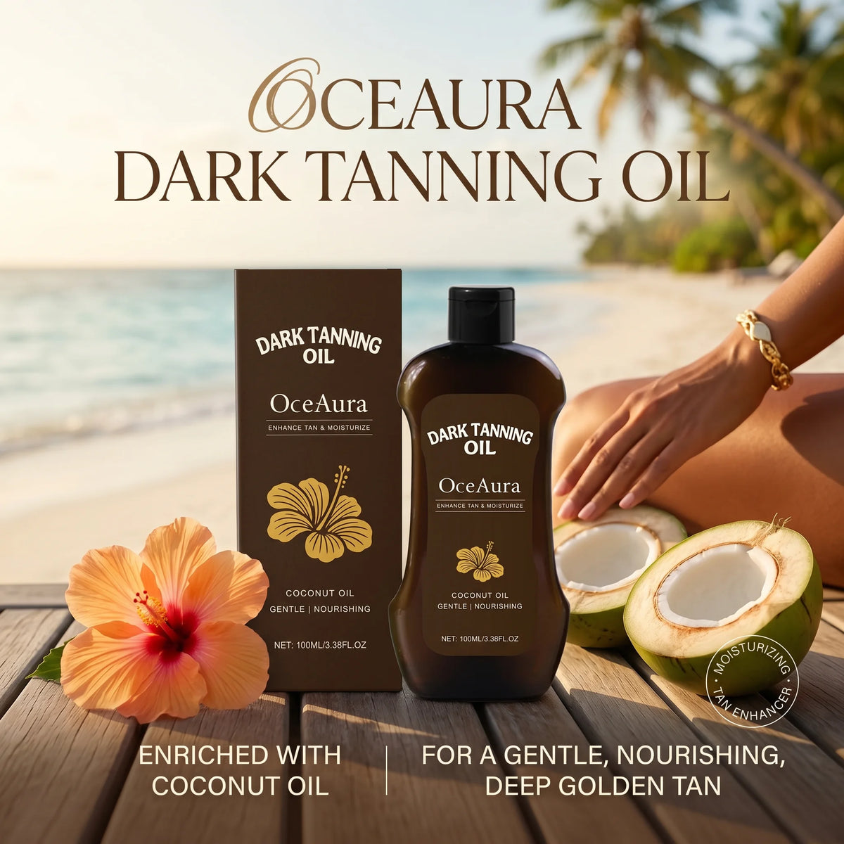 Beach Outdoor Coconut Oil Dark Tanning Oil for Deep Golden Glow