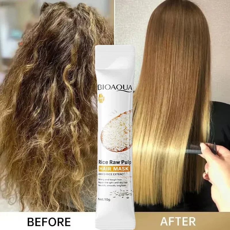 Dry Hair Rice Raw Pulp Hair Mask for deep damage repair and smooth care - 9
