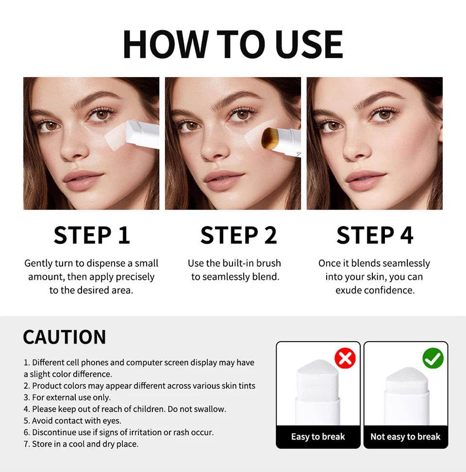 Daily Makeup Routine Dual Ended Color Changing Foundation Stick Smoothly