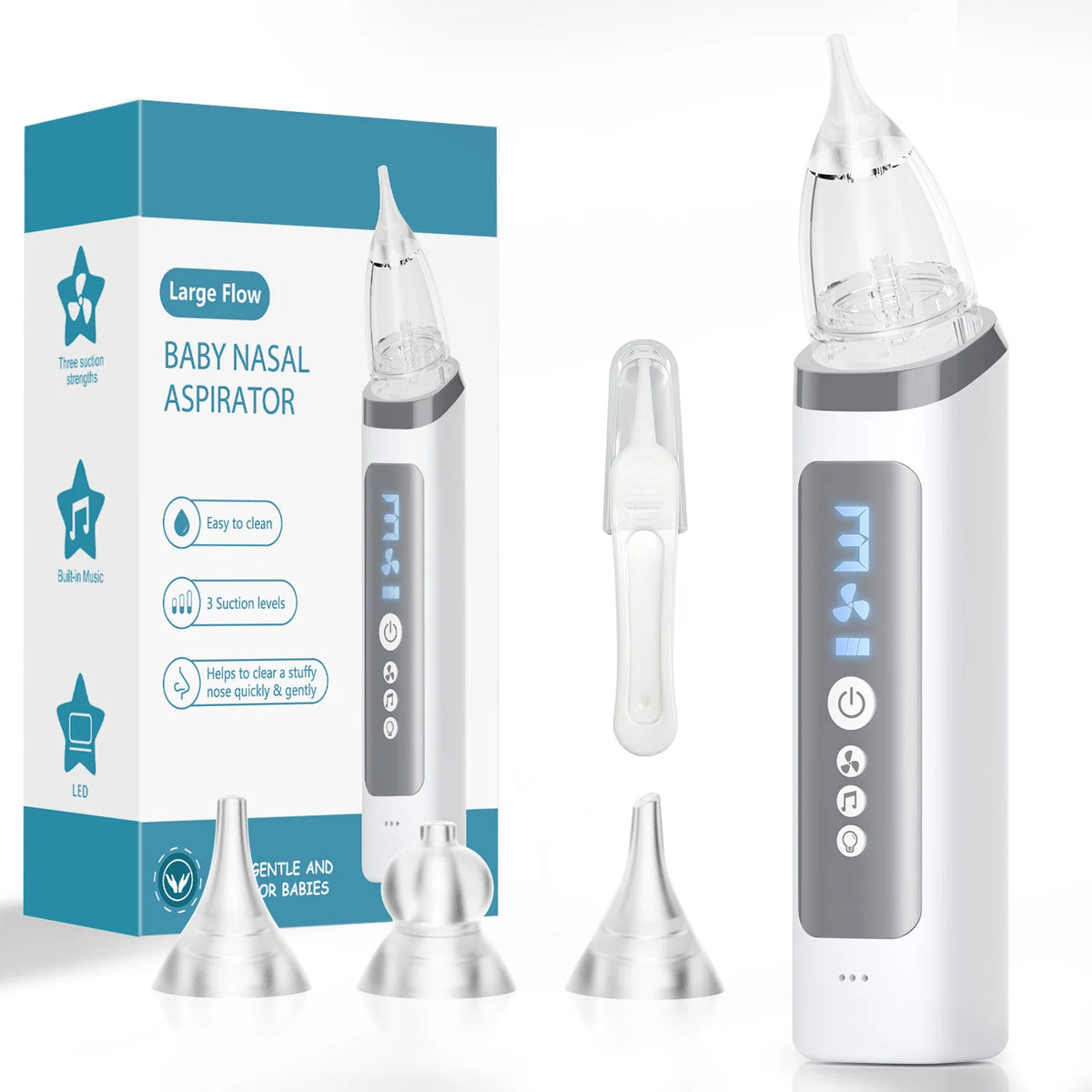Nursery Nasal Aspirator for Babies with Gentle Suction Levels and Music