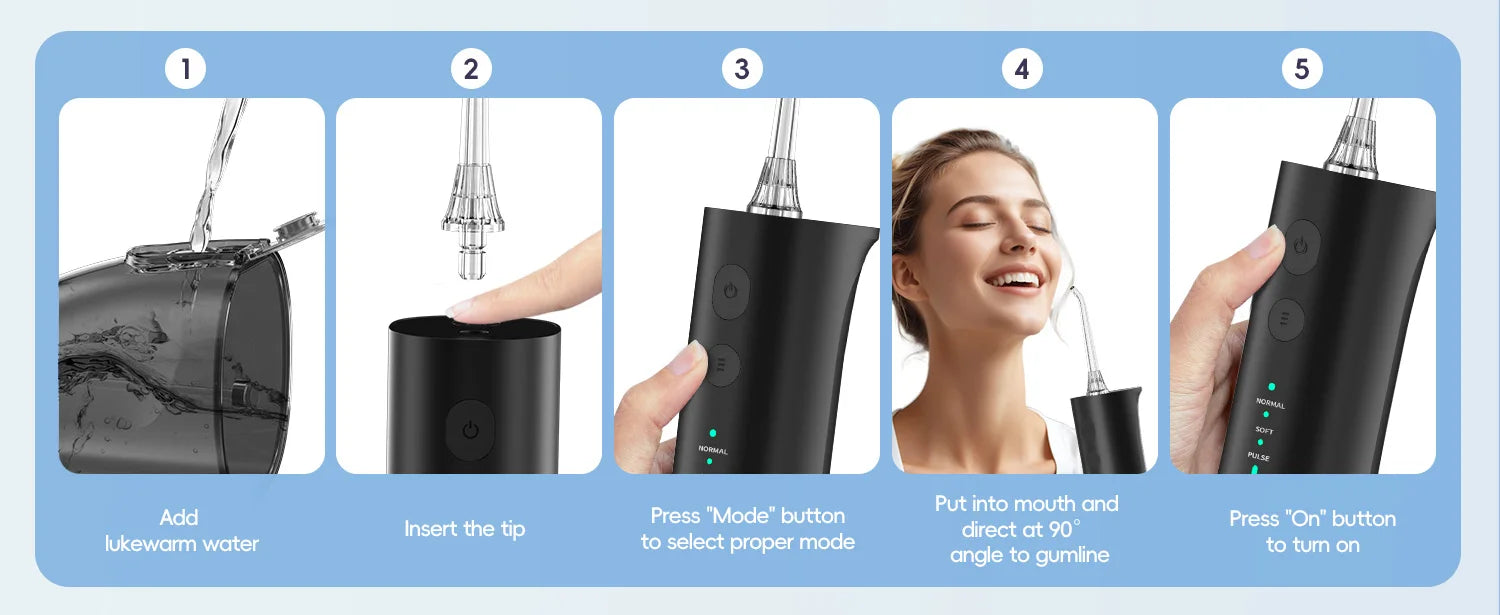 Bathroom Oral Care Portable Water Flosser For Deep Cleaning - 10