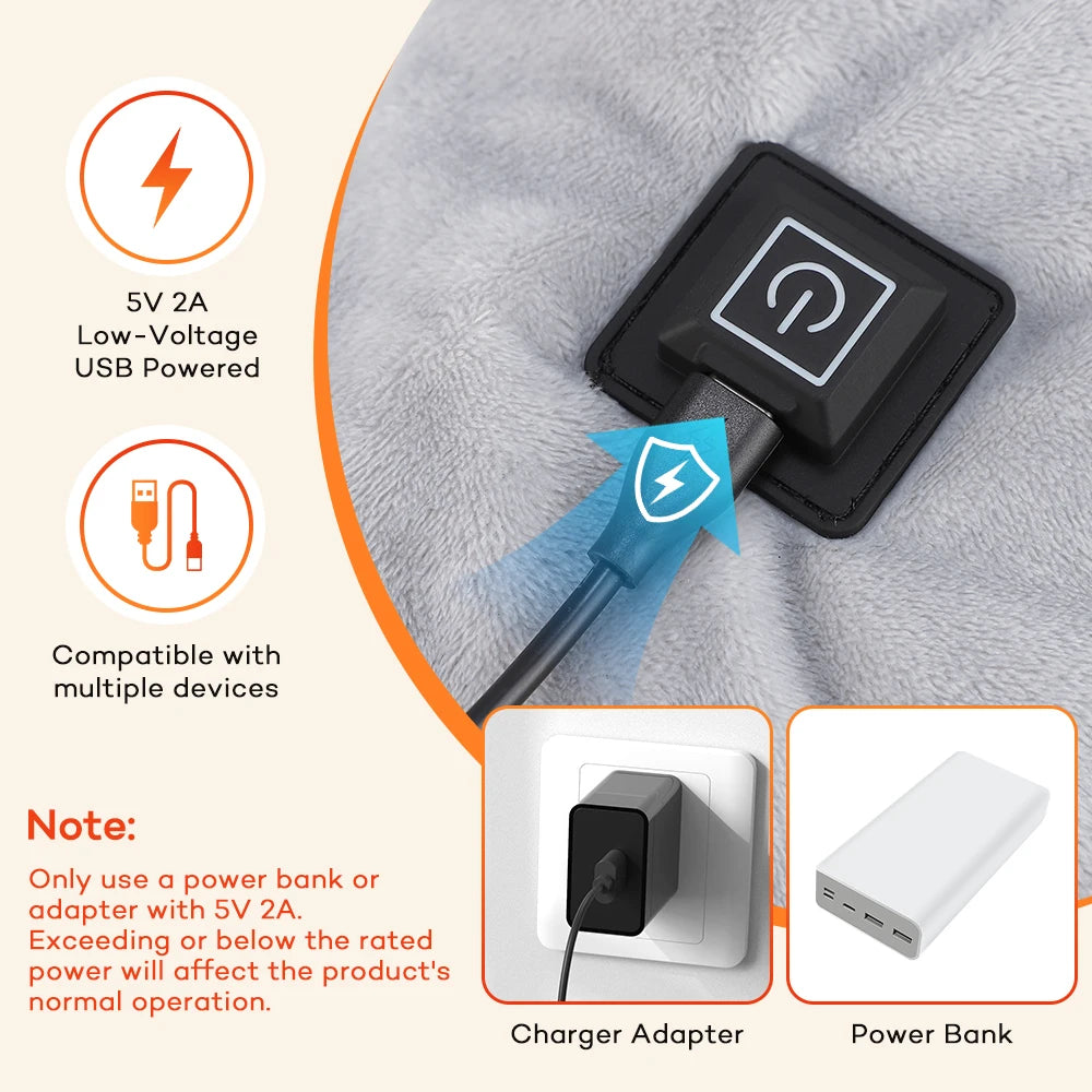 Winter Electric Heating Shoulder Neck Pad USB Heated Back Wrap Shawl - 11