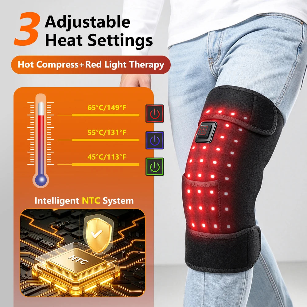 Joint wellness red light knee wrap with heated compress