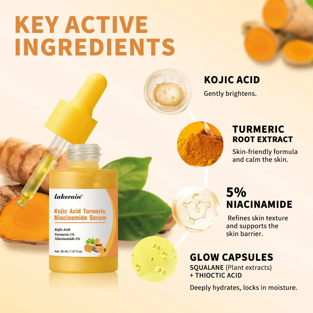 Face Skin Kojic Acid Turmeric Serum for Brightening and Hydration - 6