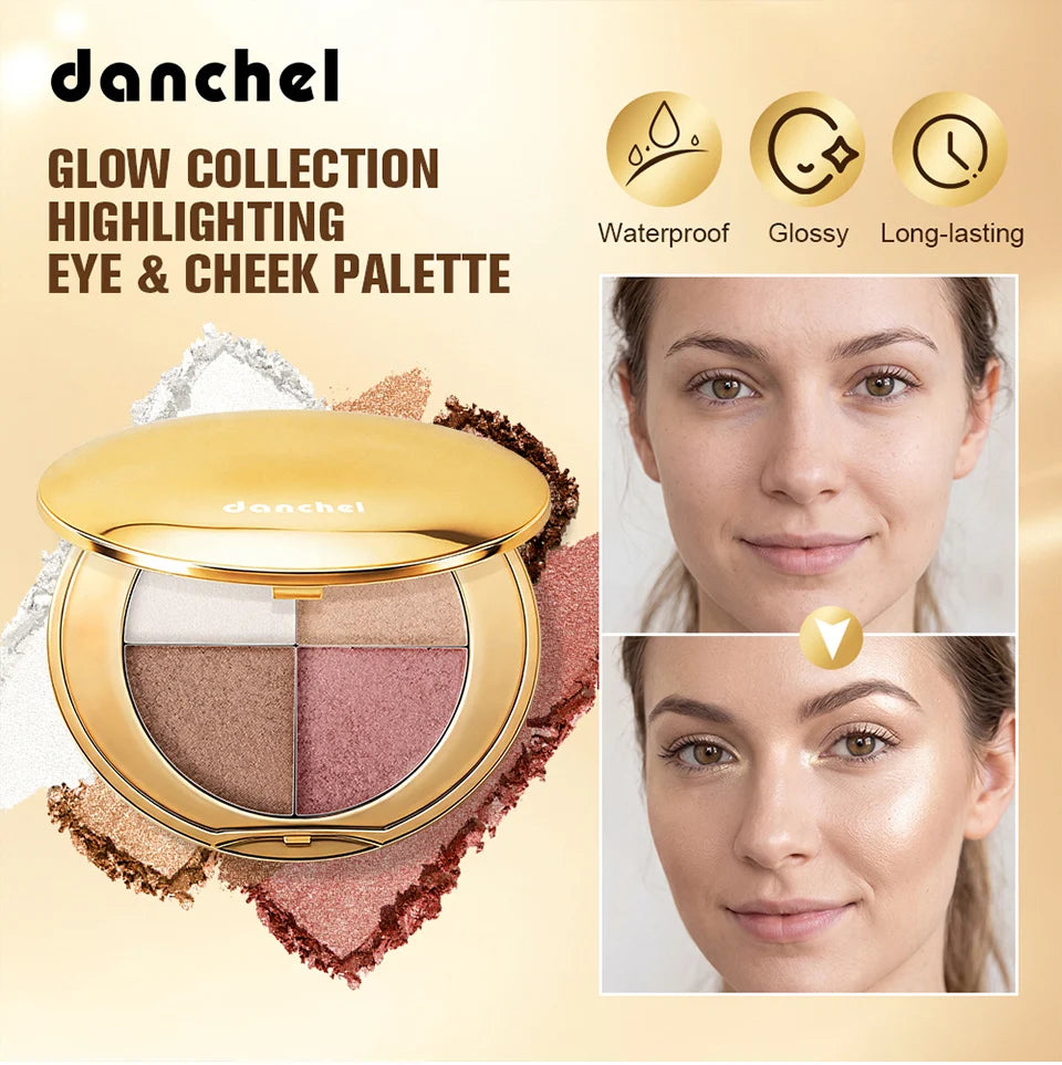 Daily Makeup Highlighting Eye and Cheek Palette for a Radiant Glow