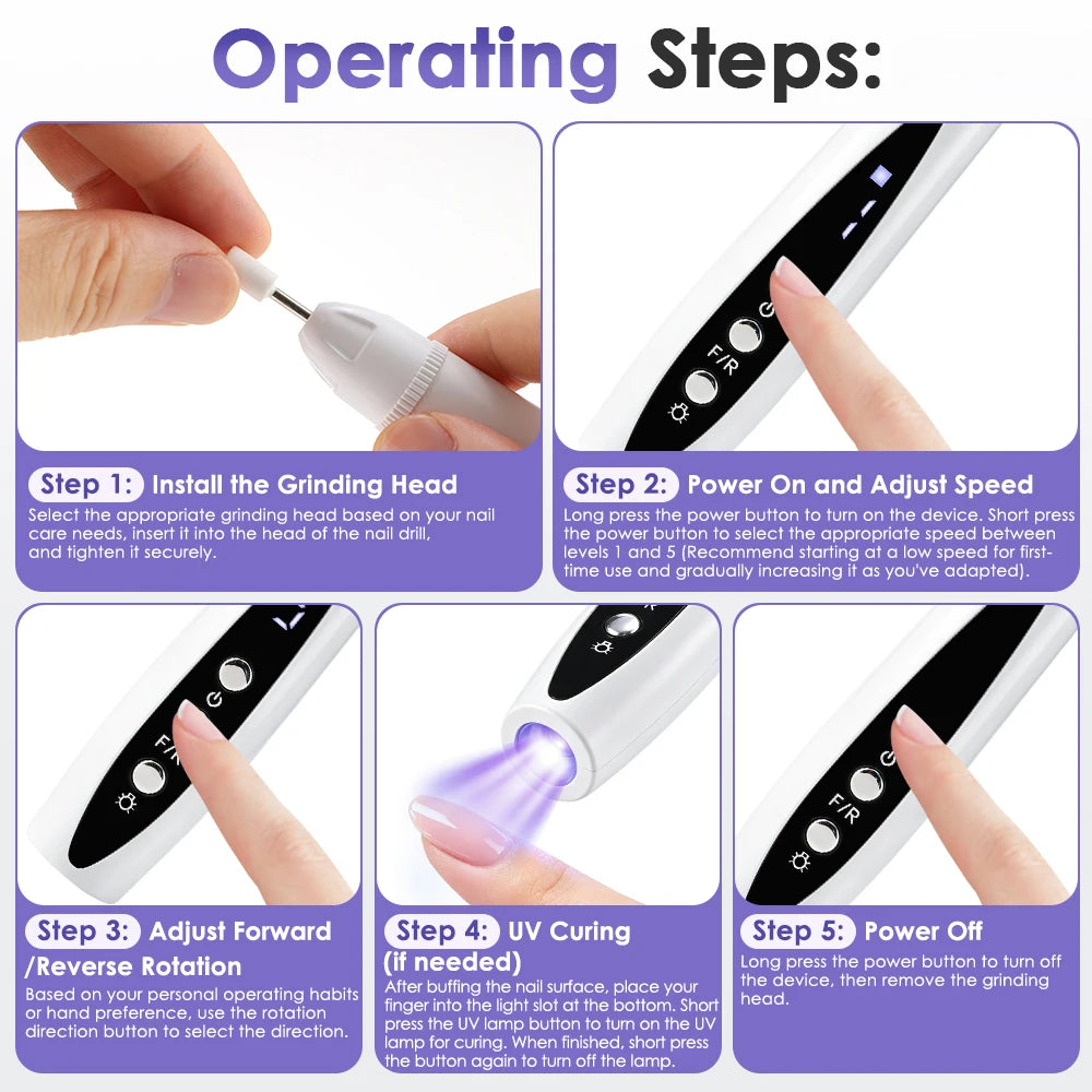 Home salon electric nail drill and UV lamp for gel nails manicure care - 15