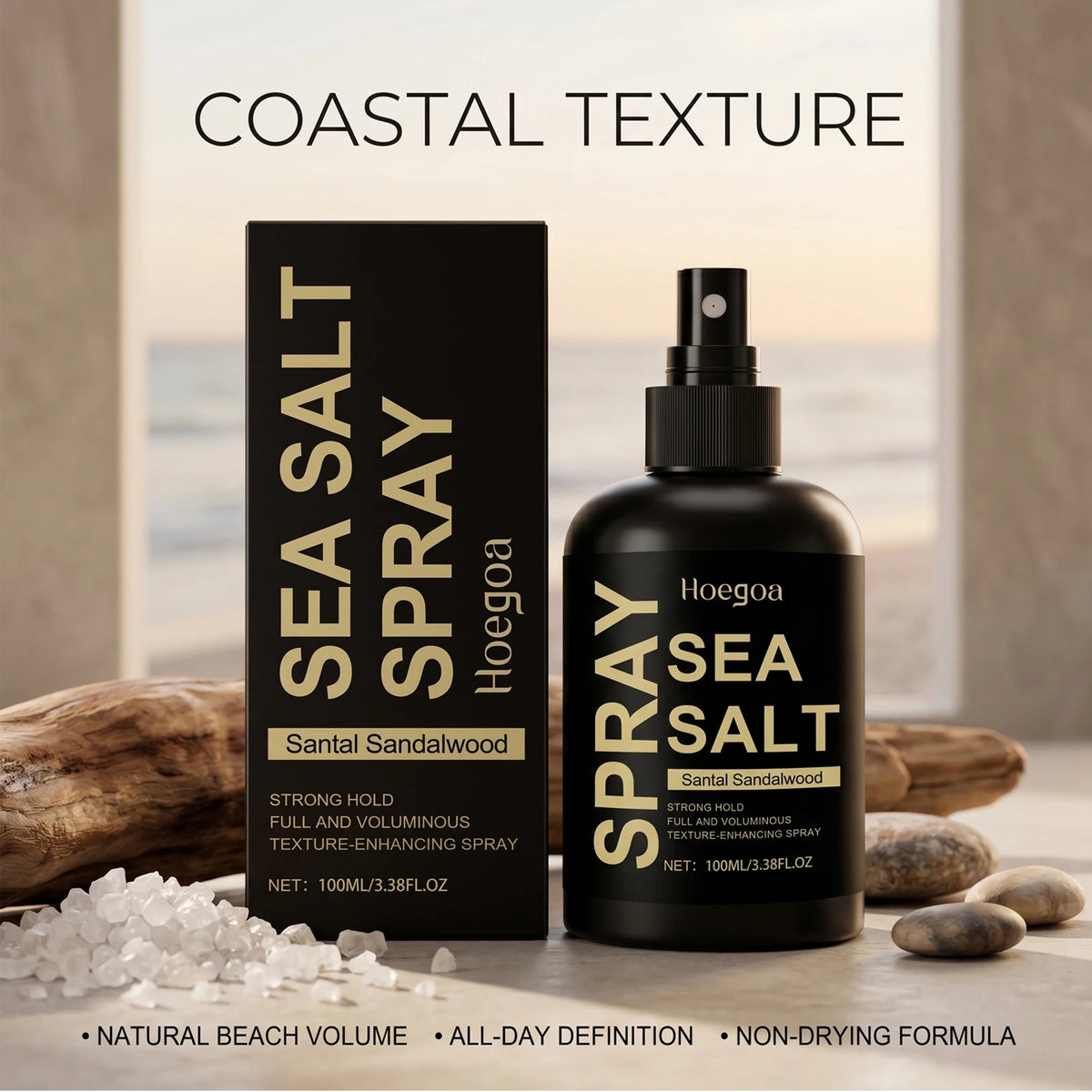 Daily styling sea salt hair spray for effortless beach waves and hold