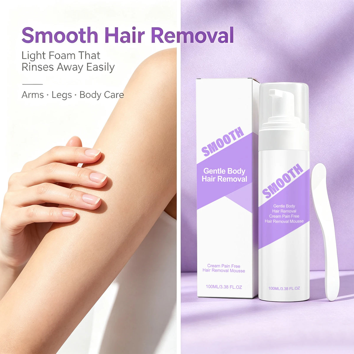 Smooth Skin Hair Removal Mousse for Painless and Easy Body Grooming